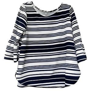 Green Envelope Navy/White Striped Top Size 1X